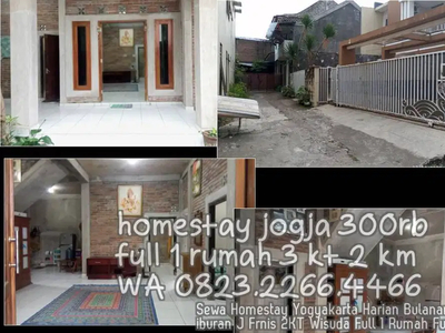 Sewa Homestay Yogyakarta Harian Bulanan UGM Liburan J Frnis 2KT Wisuda