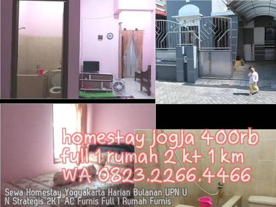 Sewa Homestay Yogyakarta Harian Bulanan UPN UN Strategis 2KT AC Furnis