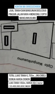 TANAH KOMERSIL DI CILEDUG H MENCONG / CIPTO MANGUNKUSUMO