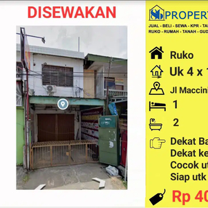 Disewakan ruko jalan maccini raya dekat bawakaraeng