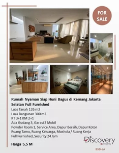 Rumah Nyaman Siap Huni Bagus di Kemang Jakarta Selatan Full Furnished