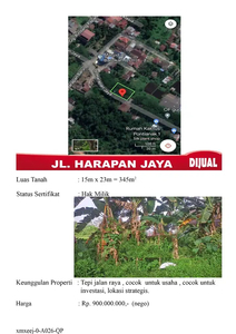 Tanah Tepi Jalan Harapan Jaya