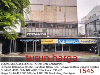 LELANG Tanah dan Bangunan, Ruko Radio Dalam, Kebayoran Jakarta Selatan