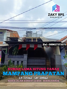 Mampang Prapatan - Dijual Rumah Lama Hitung Tanah Pinggir Jalan