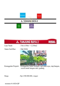 D jual cpt tanah d jln Tj raya 2, lokasi strategis dan rame