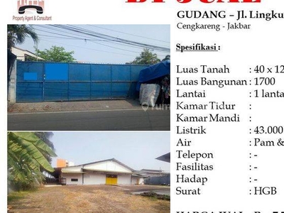 DIJUAL Gudang Jl. Lingkungan Tegal Alur.