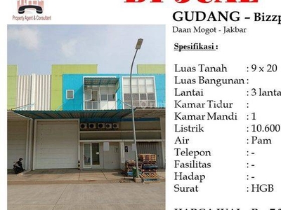 DIJUAL Gudang Sudah Renovasi Bizzpark DM