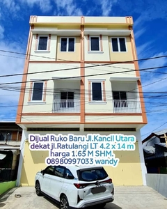 Dijual Ruko Baru 3 lantai Jl.Kancil Utara dekat Ratulangi Mks