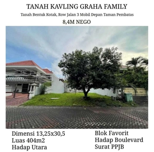 DIJUAL TANAH KAVLING GRAHA FAMILY SURABAYA BARAT, SBY BARAT 8,4MNEGO