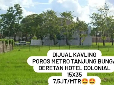 Dijual Tanah Kavling jl.Metro Tanjung Bunga Poros Deretan H.Colonial