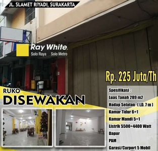 Disewakan Ruko Bagus Di Jalan Slamet Riyadi Solo