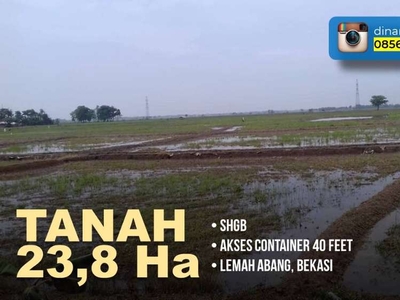 Jual Tanah Sawah 23 Hektar Jl. Raya Rengas Lemah Abang Bekasi