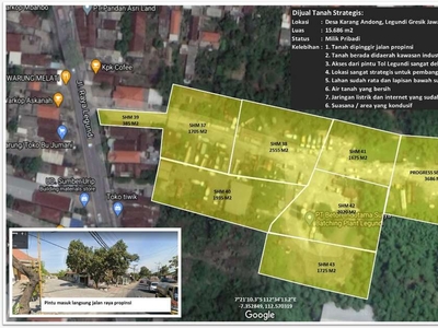 Kavling Karangandong Legundi Gresik Nol Jalan Provinsi dekat Kawasan I