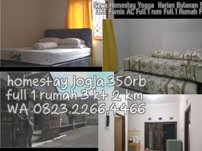 Sewa Homestay Yogya Harian Bulanan Strategis 3KT Furnis AC Full 1 rum