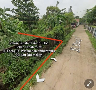 Tanah Kavling 176m² SHM Kodau Jati mekar anti banjir (Area Komplek)