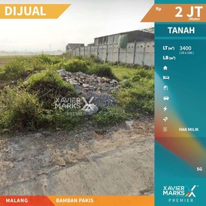 Tanah MURAH Siap Bangun Lokasi Strategis Nol Jalan Bamban Pakis Malang