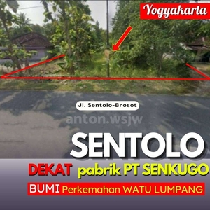 Tanah Sentolo TEPI Jl.Sentolo-Brosot Dekat pabrik PT Senkugo Lt 1038 m
