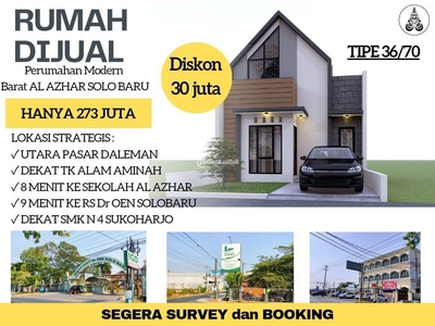 Dijual Rumah Hunian Tipe 36/70 2KT 1KM di Jetis Baki Sukoharjo Arah Solobaru - Sukoharjo