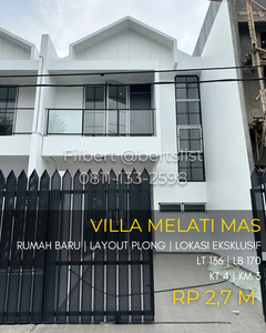 Rumah baru 136m2 plong lokasi eksklusif di Villa Melati Mas Serpong