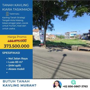 Tanah Murah Tengah Kota Luas 83m2 Harga 373,5Jt Tasikmadu