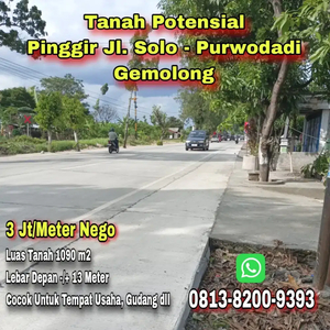 Dijual Cepat Tanah Pinggir Jl. Solo - Purwodadi Gemolong Sragen