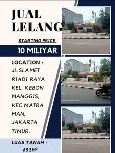 Dijual/Lelang Tanah & Bangunan Tepi Jl. Raya Matraman