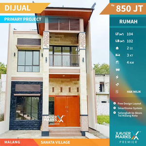 Dijual Rumah Modern Cantik Konsep Bali di Sanata Village Malang