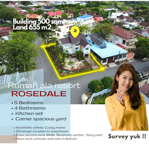 Dijual Rumah Villa hook 655 m2 Rosedale pusat kota Batam