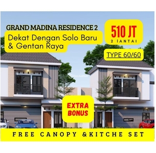 Dijual Rumah Barat Solo Baru 2 lantai Grand Madina Residence 2 Baki - Sukoharjo Jawa Tengah