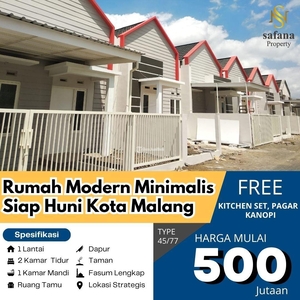 Dijual Rumah Minimalis Tipe 45/77 2KT 1KM Harga Terjangkau - Malang Kota