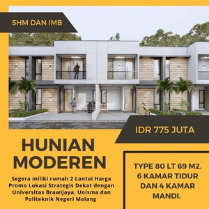 Dijual Rumah Tipe 80 6KT 4KM Legalitas SHM dan IMB Harga Terjangkau - Malang Kota