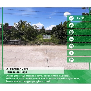 Dijual Tanah 11 x 33 Tepi Jalan Harapan Jaya - Pontianak Kalimantan Barat.