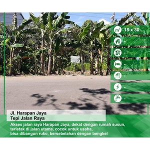 Dijual Tanah 18 x 30 Tepi Jalan Harapan Jaya - Pontianak Kalimantan Barat
