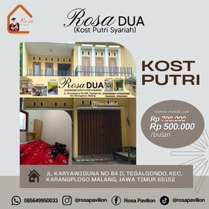 Disewakan Kost Putri Rosa Pavilion Fasilitas Lengkap - Malang Jawa Timur