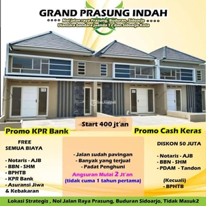 Jual Rumah Baru Tipe Mulai 36/72 Perumahan Grand Prasung Indah Buduran - Sidoarjo Jawa Timur