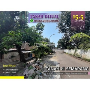 Jual Tanah Murah Luas 325m2 SHM di Depan Taman Madukoro Jln Sudirman - Semarang Jawa Tengah