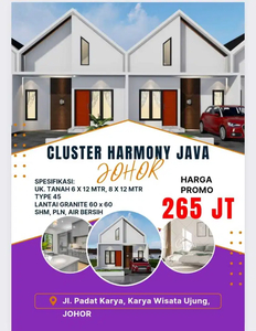 Cluster Harmoni Java Rumah baru Murah Harga 200 jutaan daerah Johor