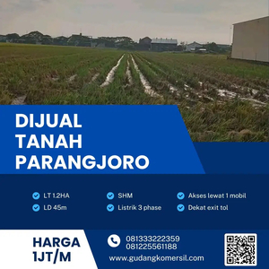 Dijual Lahan Zona Industri 1,2 Ha Lokasi Parangjoro,Sukoharjo BU!