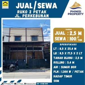 DIJUAL RUKO 2 PETAK AREA RAMAI COCOK USAHA JALAN PERKEBUNAN MAKASSAR