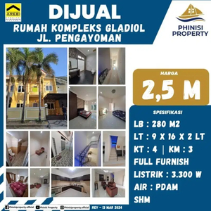 DIJUAL RUMAH 2 LANTAI DI KOMPLEKS GLADIOL JALAN PENGAYOMAN DEKAT MP