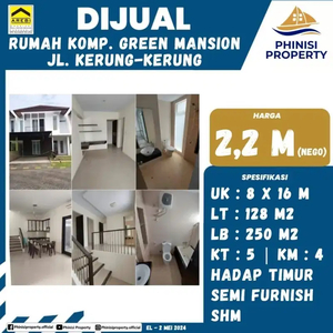 DIJUAL RUMAH 2 LANTAI KOMPLEKS GREEN MANSION JALAN KERUNG-KERUNG