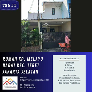 DIJUAL RUMAH DI KP. MELAYU BARAT TEBET JAKARTA SELATAN - VIA CESSIE