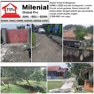 Dijual Tanah 2225 m2 Ciluar Bogor Cocok Untuk Produksi/Bengkel Dll