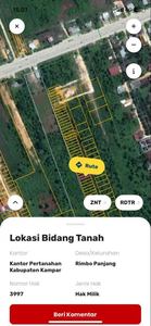 Dijual tanah hanya 200 mtr dari jalan besar Rimbo Panjang km 4