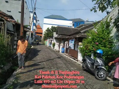 Jual BU, Tanah 495 m2 Lbr Dpn 20 m di Tunjung Biru kel Palebon