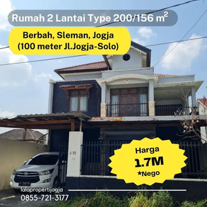 Rumah 2 Lantai dijual Cepat Berbah, 100m Jl.Jogja-Solo