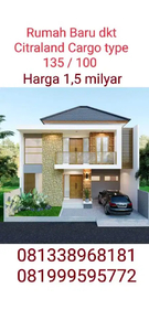 Sale rumah baru 2lt strategis dekat perum elit citraland cargo jl5mtr