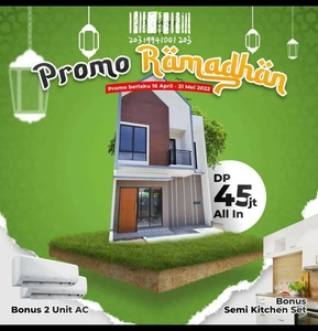 Rumah 2 Lantai Syariah DP 45jt All in | Bonus 2 AC & Semi Kitchen Set