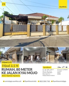 Dijual Rumah 80 Meter ke Jalan Kyai Mojo