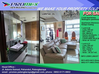 FOR SALE 2 Unit Apartemen Tipe Wellington Sherwood, Kelapa Gading